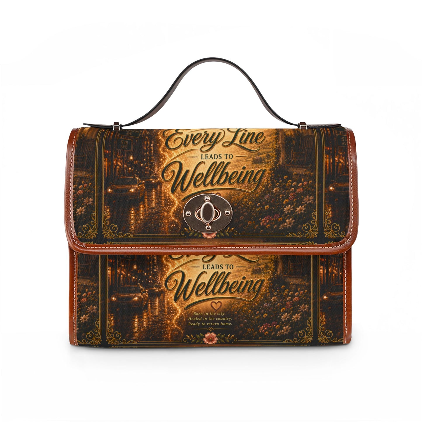 NYC Wellness Waterproof Canvas Bag — 'Every Line Leads to Wellbeing' Travel Tote