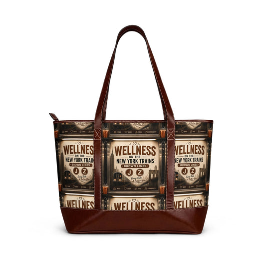 Vintage Subway Wellness Tote Handbag — Retro New York Train Poster Print
