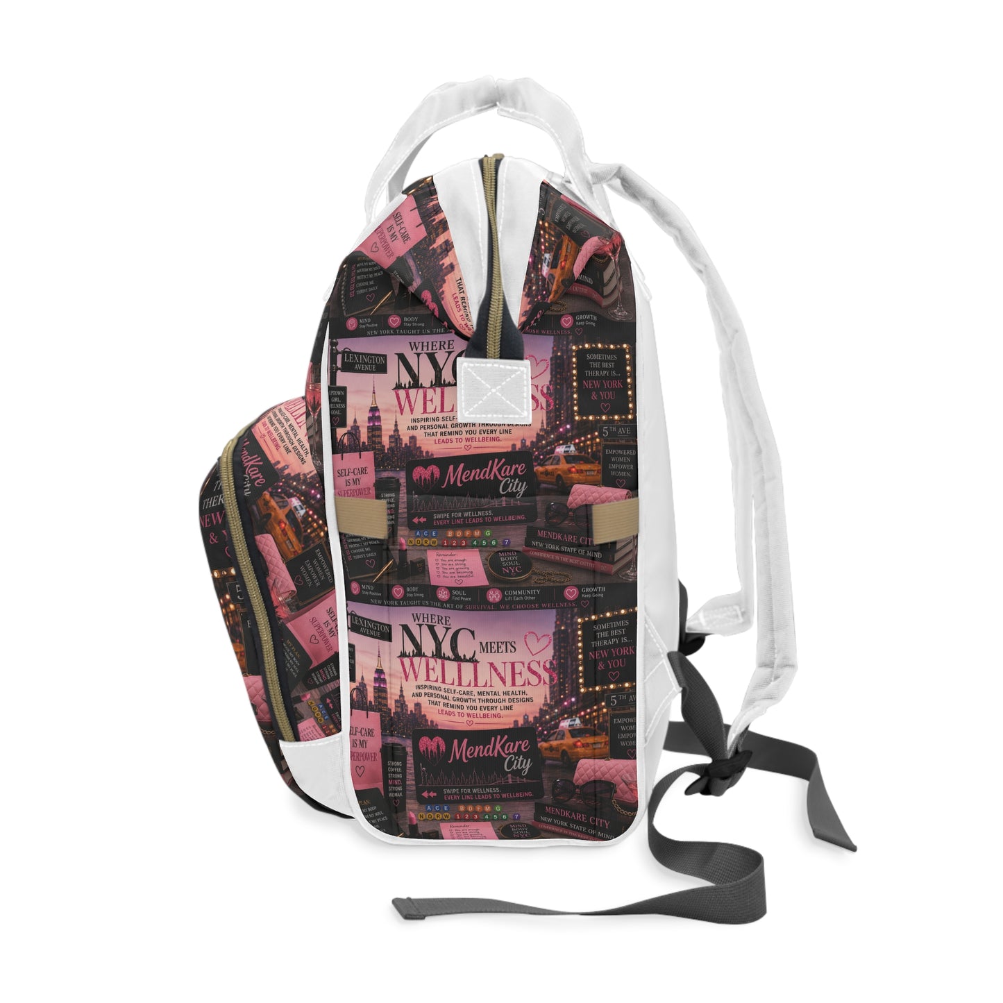 NYC Wellness Diaper Backpack — Multifunctional Baby Bag with Pink City Design