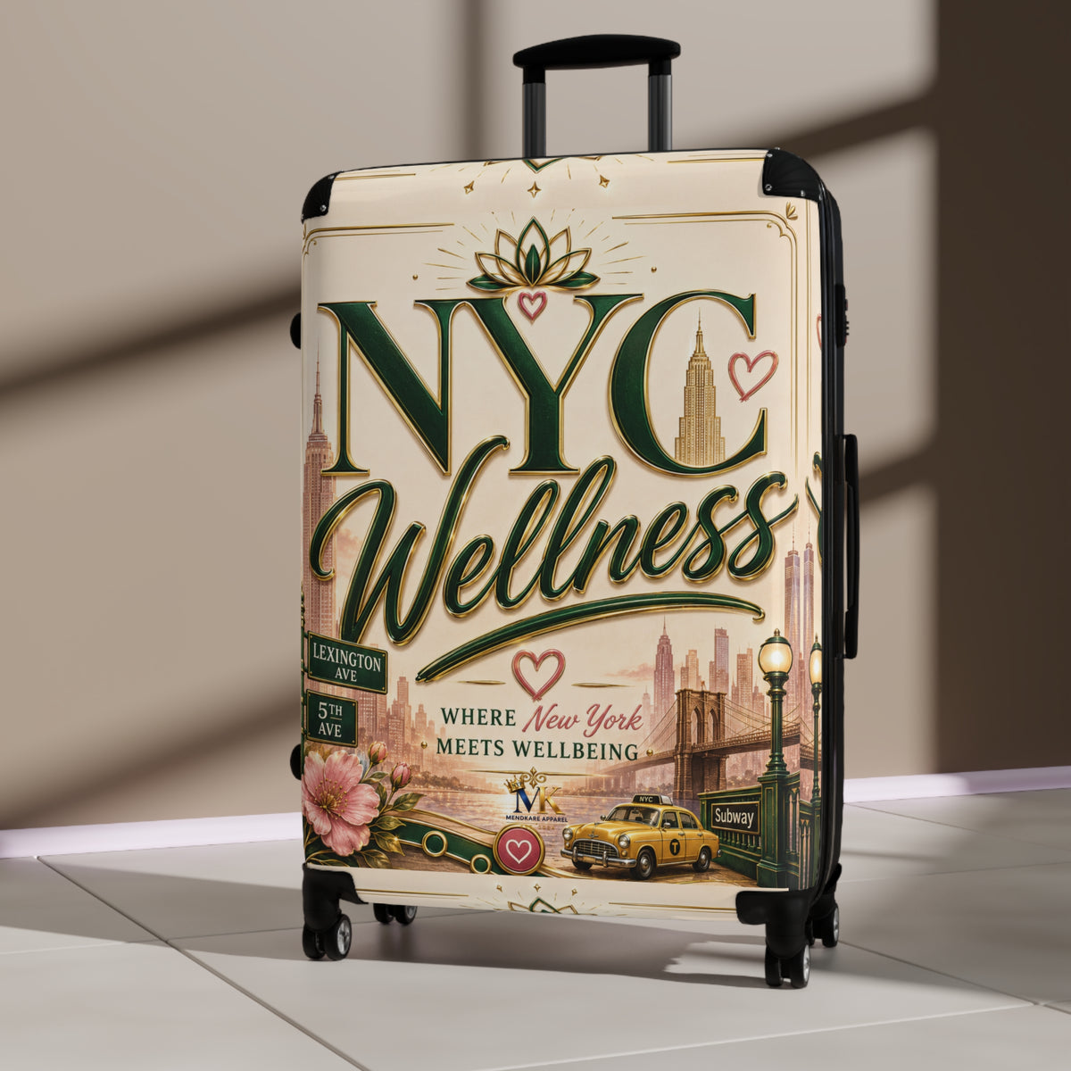 NYC Wellness Carry-On Suitcase — "Where New York Meets Wellbeing" Travel Luggage