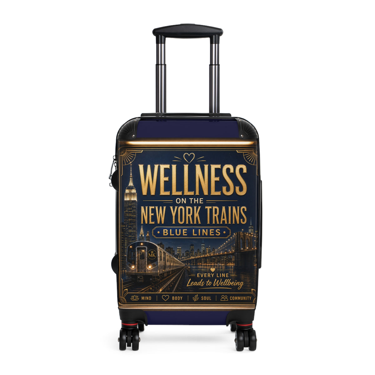 Wellness on the New York Trains Suitcase – Vintage NYC Blue Lines Carry-On