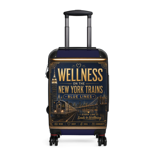 Wellness on the New York Trains Suitcase – Vintage NYC Blue Lines Carry-On