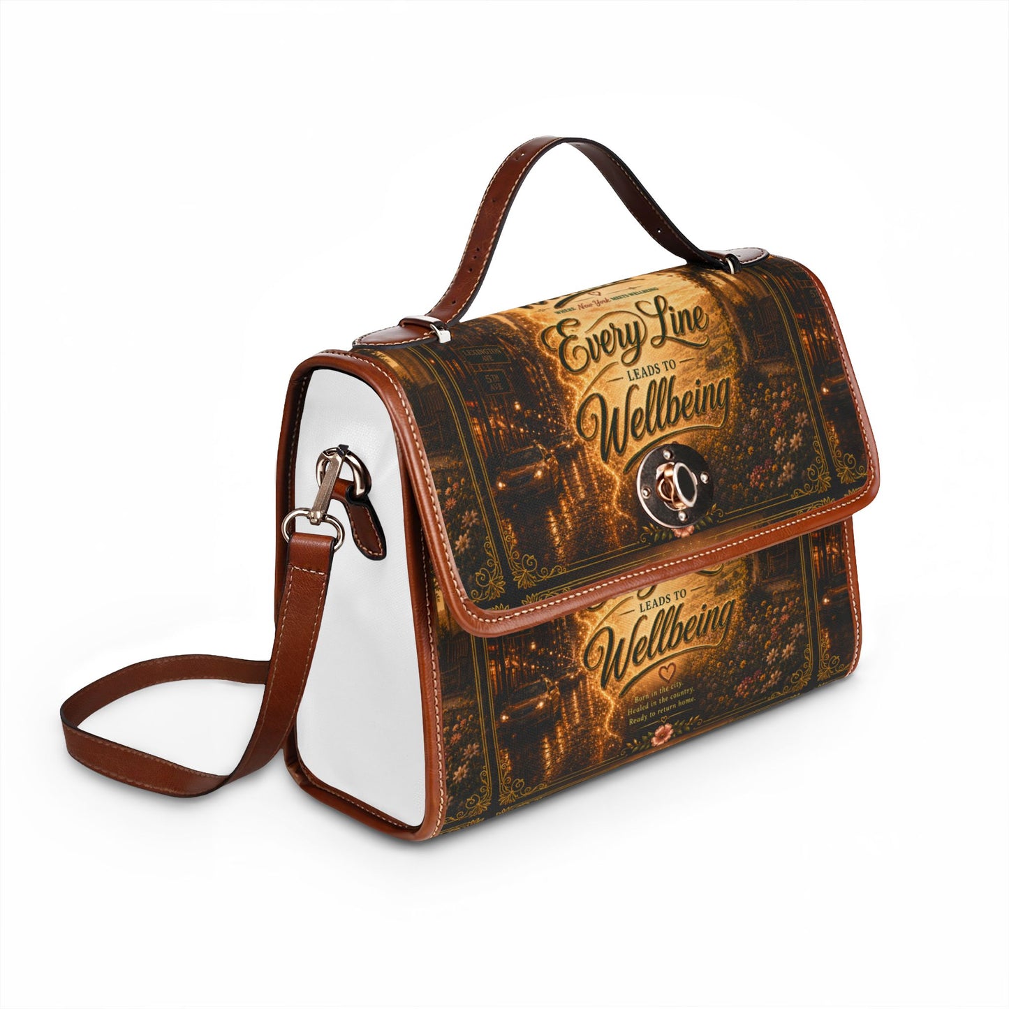NYC Wellness Waterproof Canvas Bag — 'Every Line Leads to Wellbeing' Travel Tote