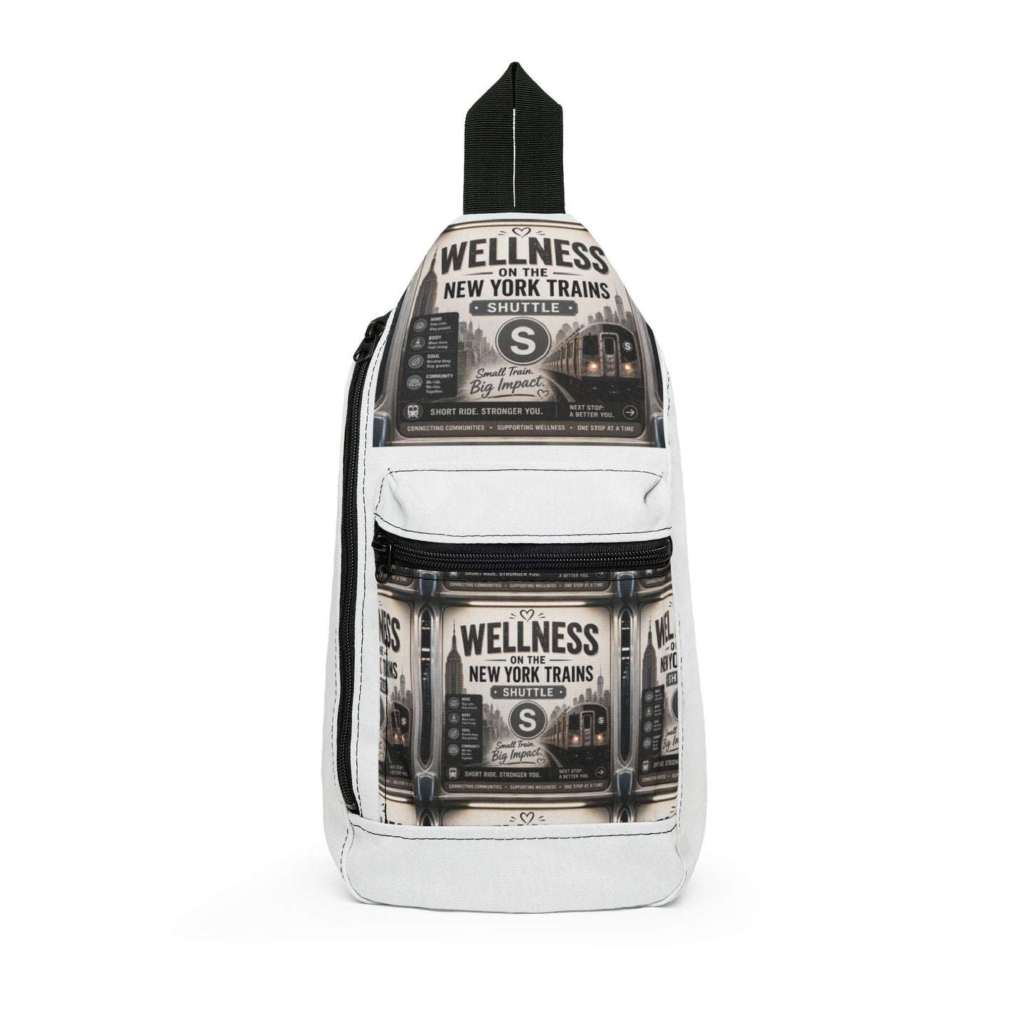 Wellness New York Train Vintage Poster Sling Bag — Urban Retro Crossbody Bag