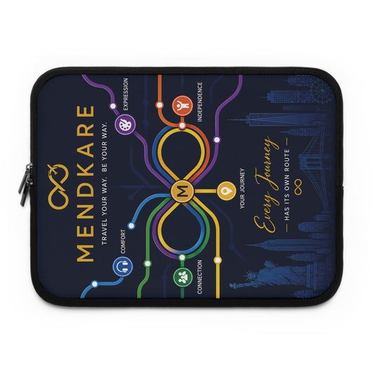 Mendkare Inspirational Metro Map Laptop Sleeve — 'Every Journey Has Its Own Route' Protective Case