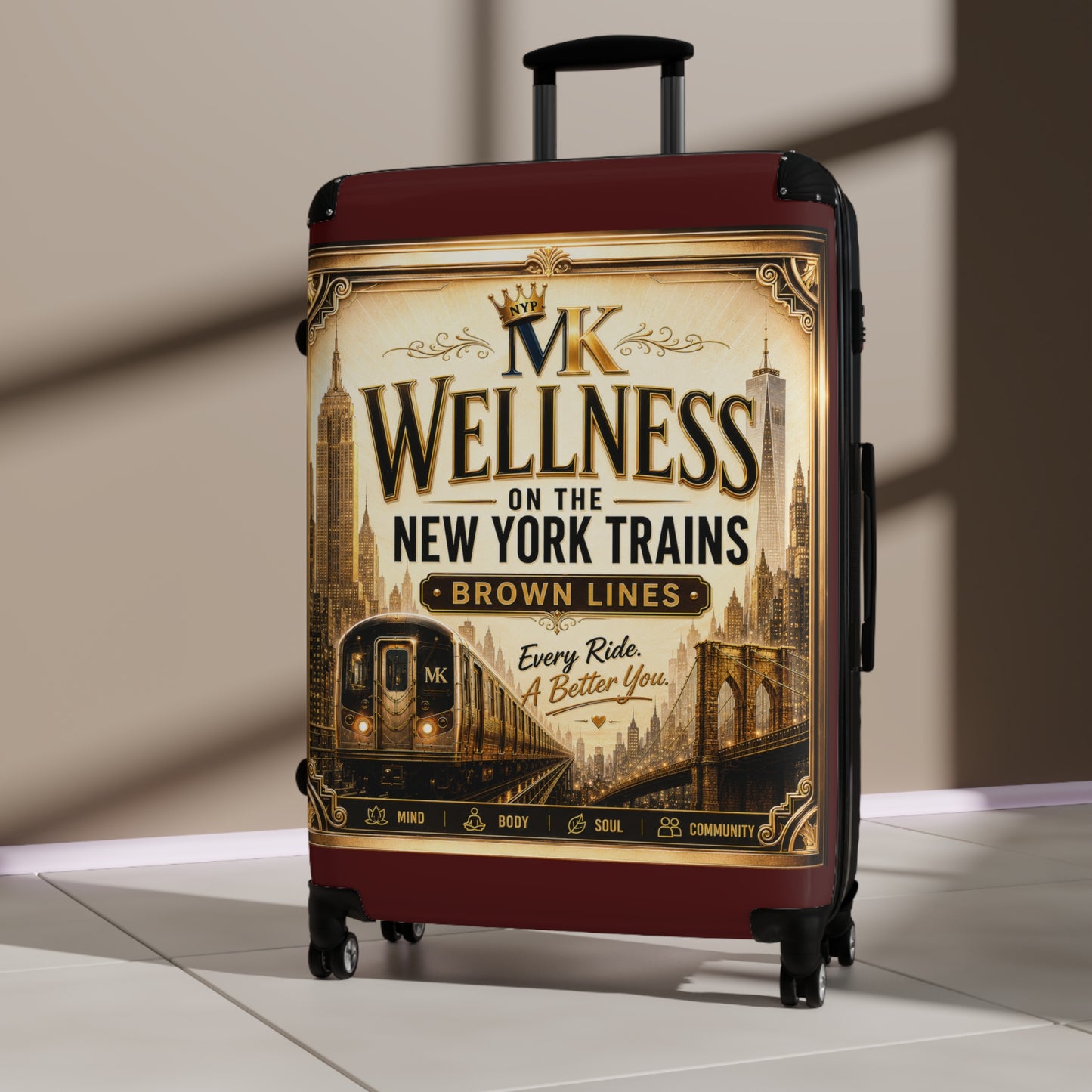 Suitcase - 'MK Wellness on the New York Trains' Vintage Subway Graphic Carry-On