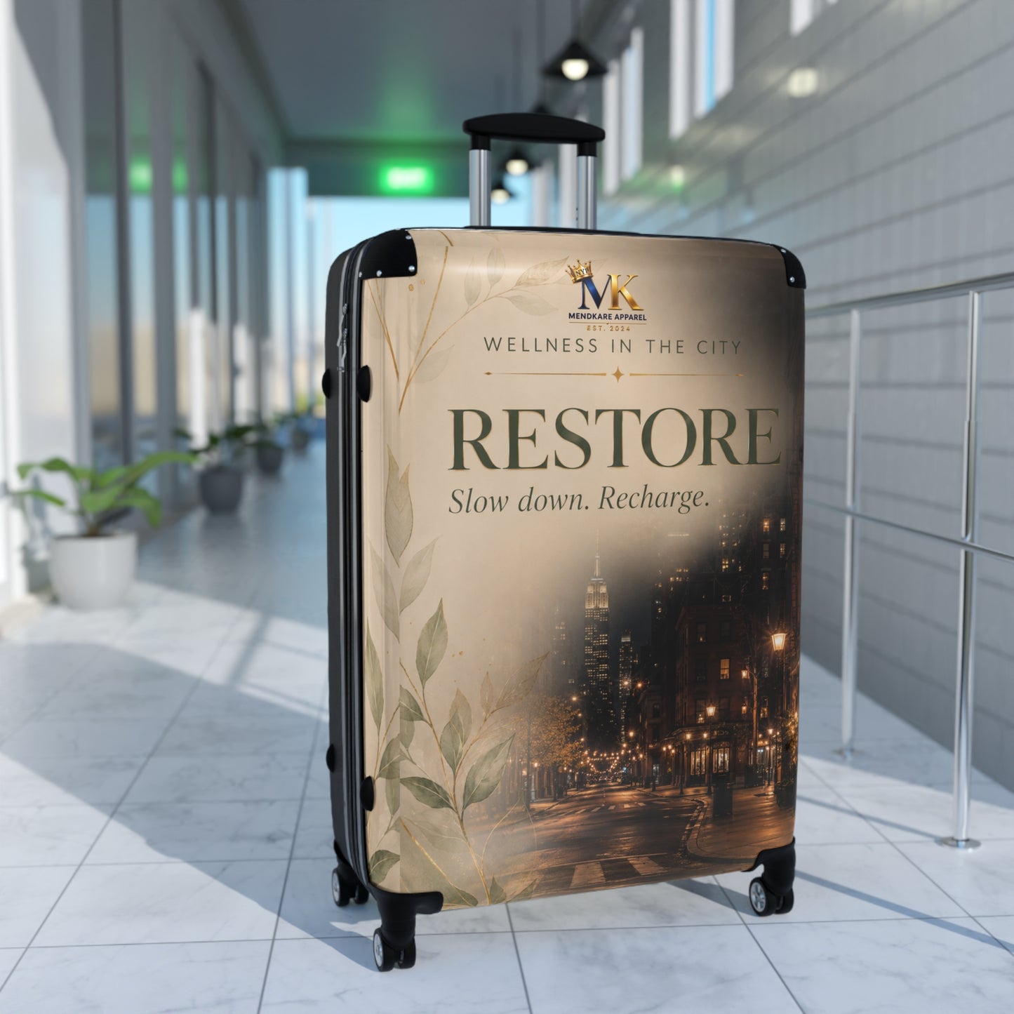 RESTORE Travel Suitcase – Wellness in the City Carry-On ("Slow down. Recharge.")