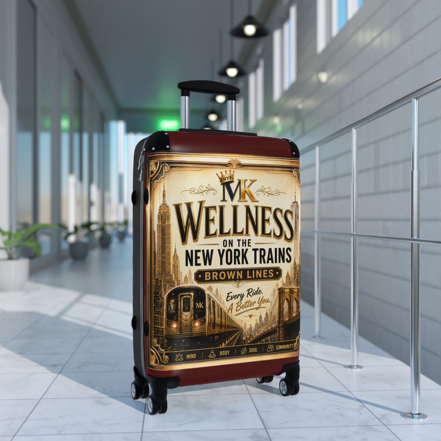 Suitcase - 'MK Wellness on the New York Trains' Vintage Subway Graphic Carry-On
