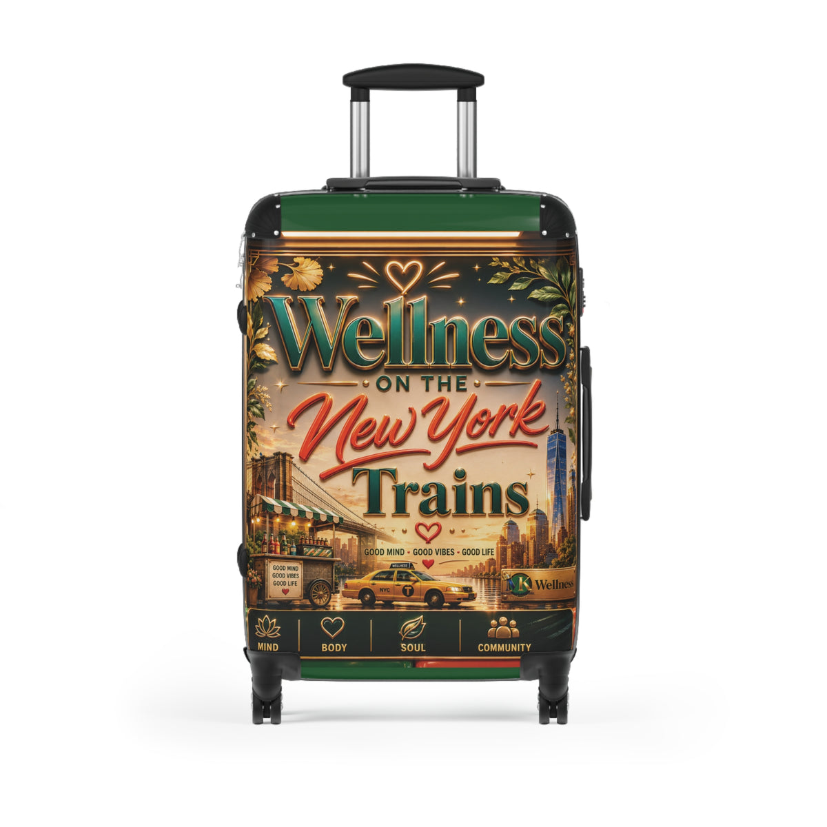 Carry-On Suitcase — "Wellness on the New York Trains" Vintage Travel Luggage