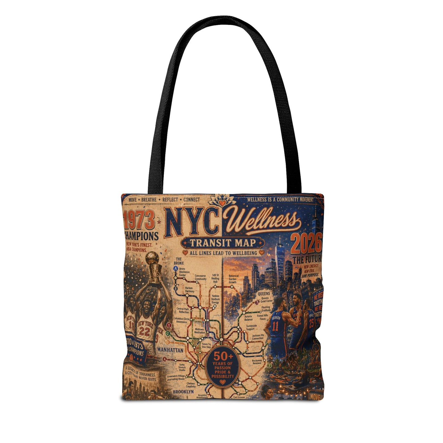 NYC Vintage Transit Map Tote Bag — Retro New York City Map Design