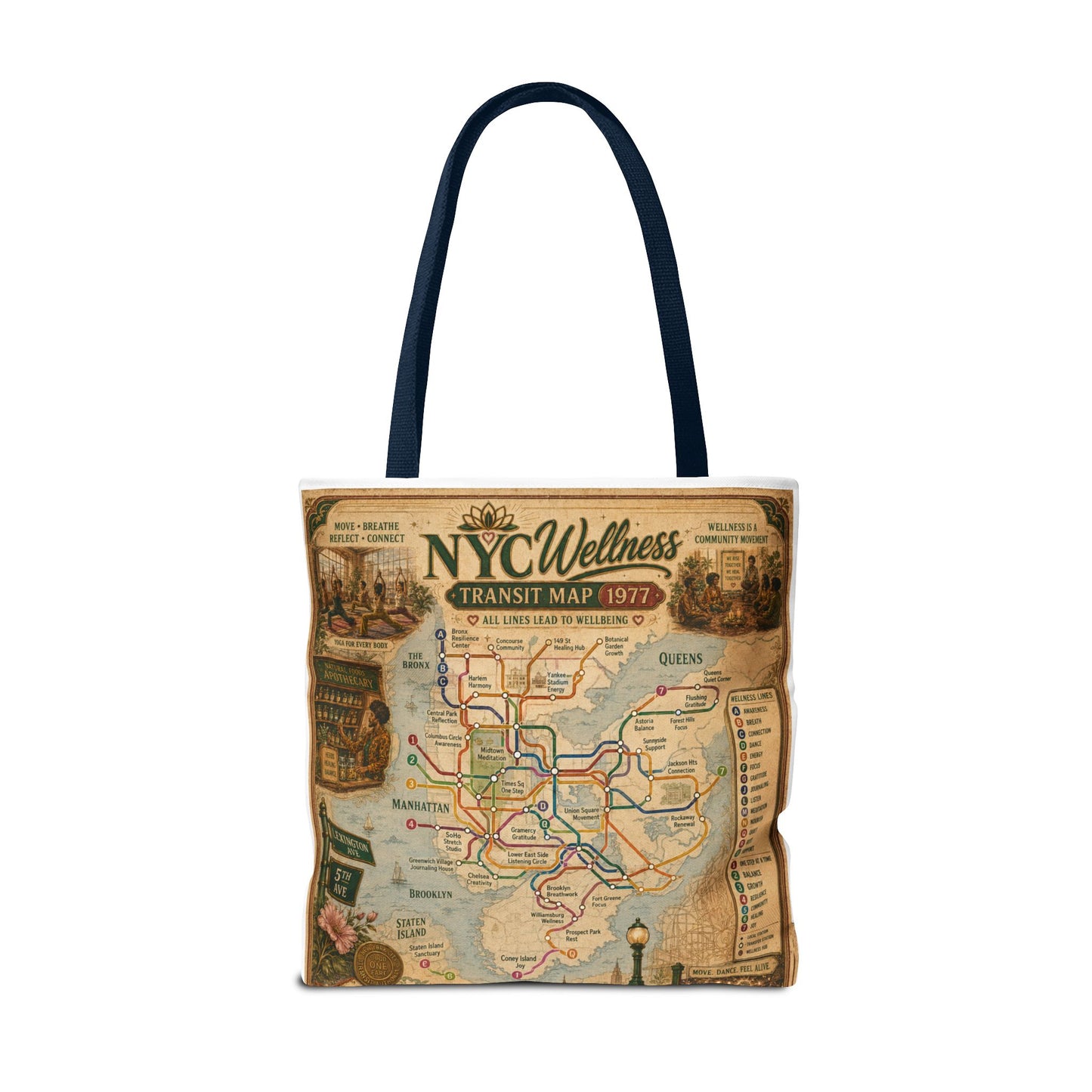 Vintage NYC Transit Map Tote Bag – 1977 Retro Subway Map All-Over Print