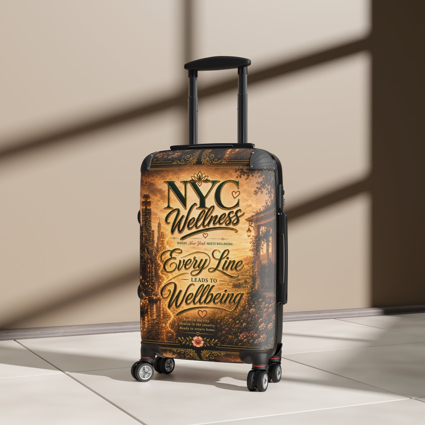 NYC Wellness Suitcase – 'Every Line Leads to Wellbeing' Travel Luggage
