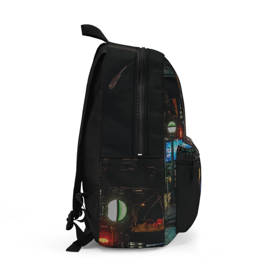 City Nightscape Backpack — Urban Neon Street Scene Bag