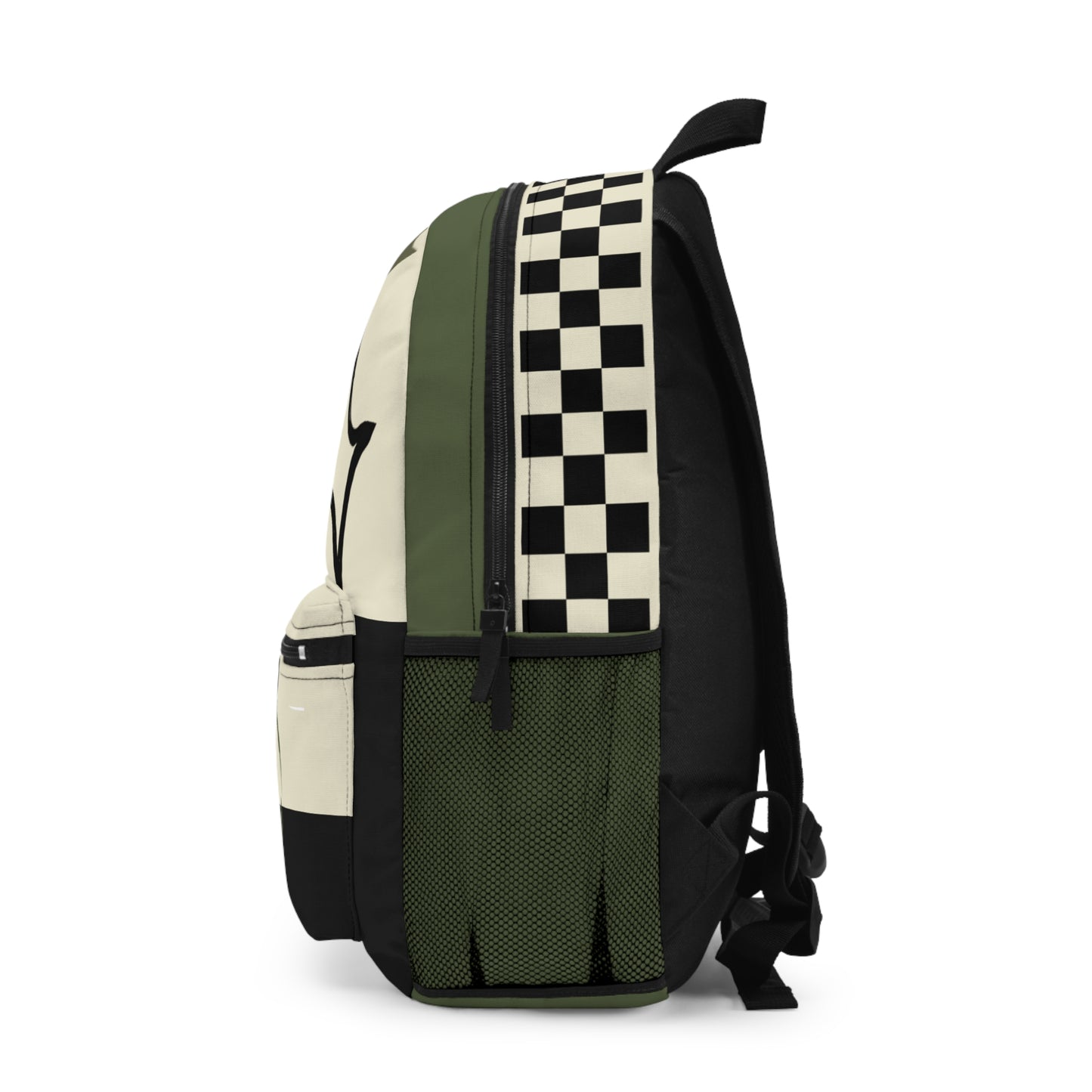 Retro Olive Checkerboard & Sparkle Backpack