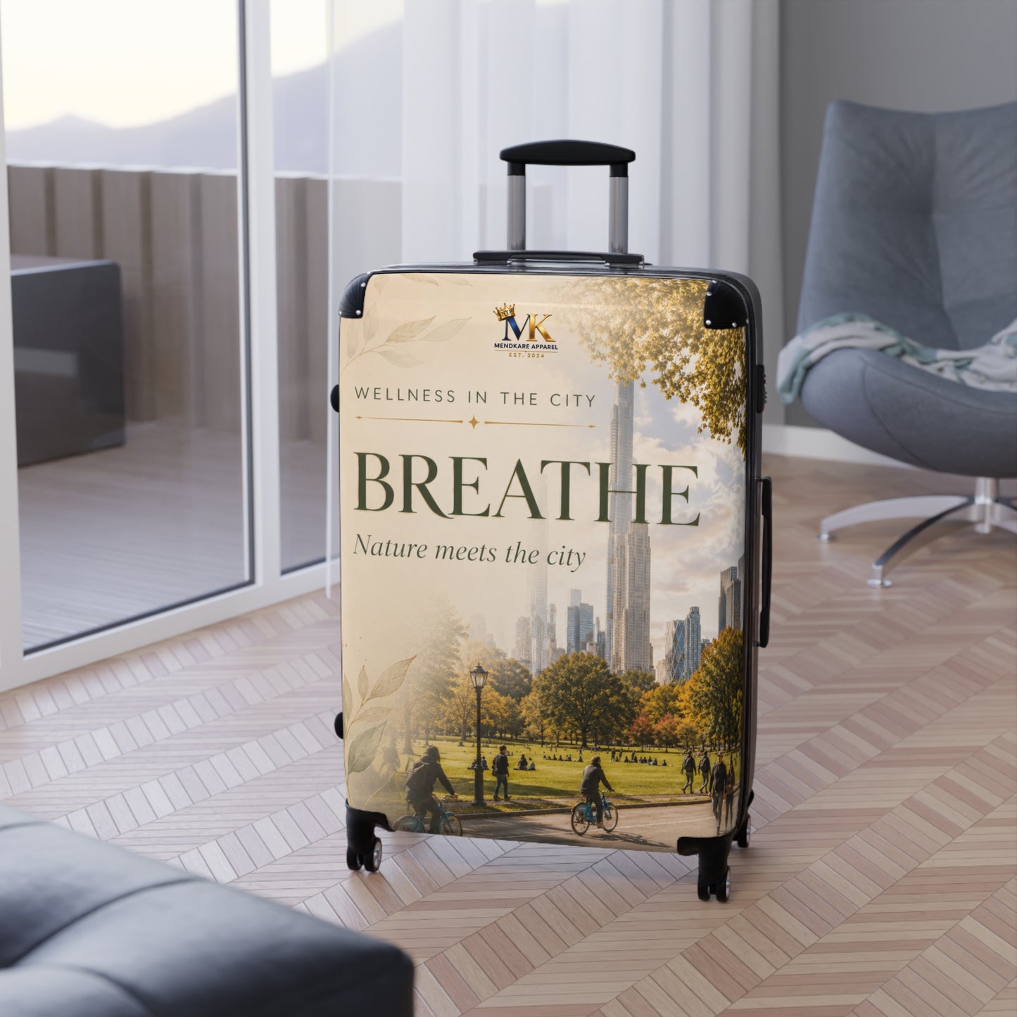 Breathe Cityscape Carry-On Suitcase — Nature Meets the City Travel Luggage