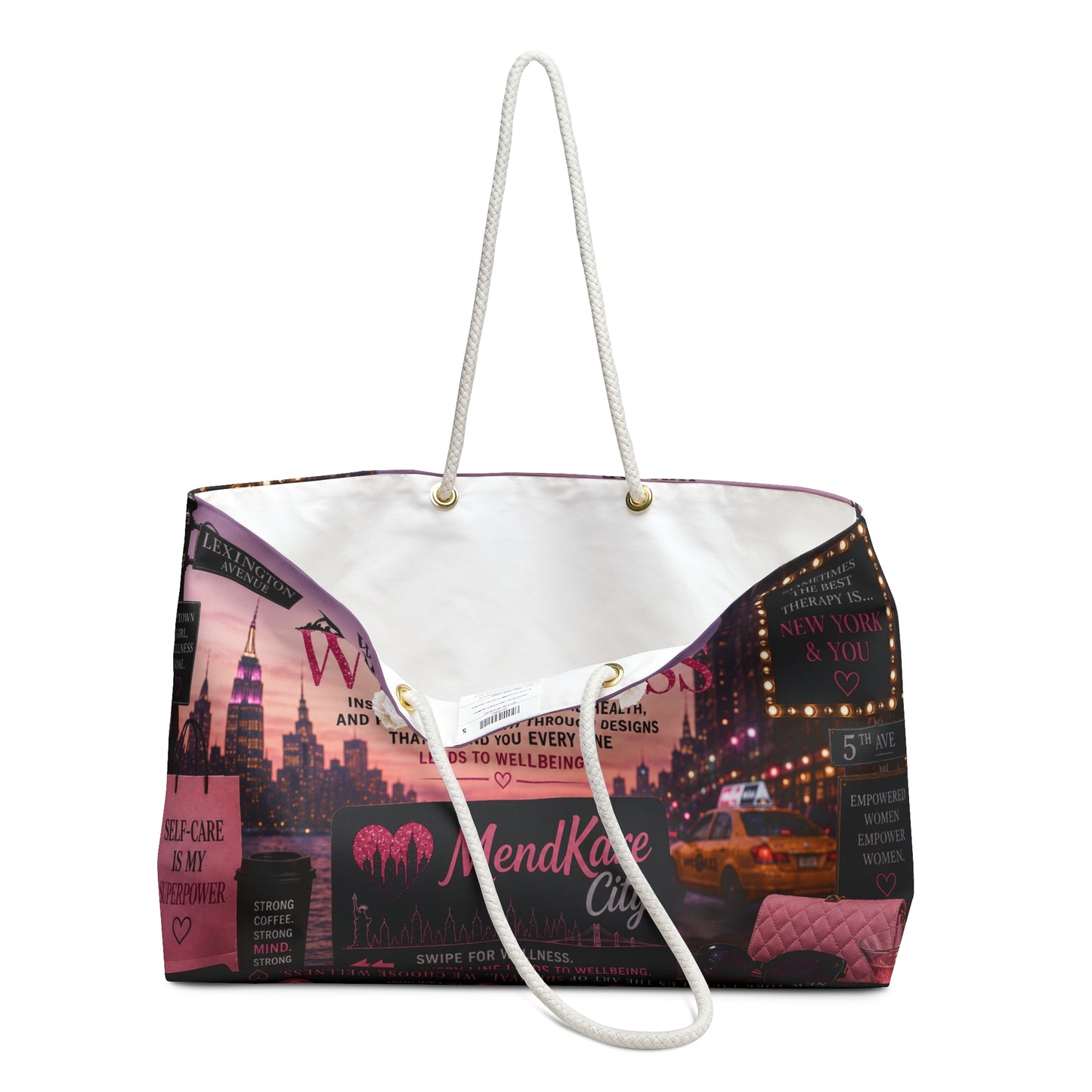 NYC Wellness Collage Weekender Bag | MendKare City Self-Care Travel Tote