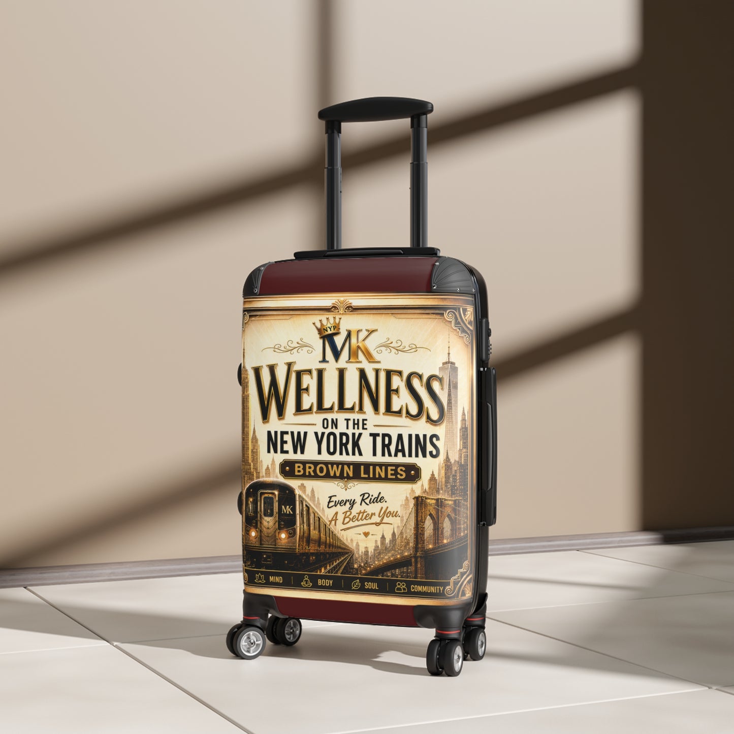 Suitcase - 'MK Wellness on the New York Trains' Vintage Subway Graphic Carry-On