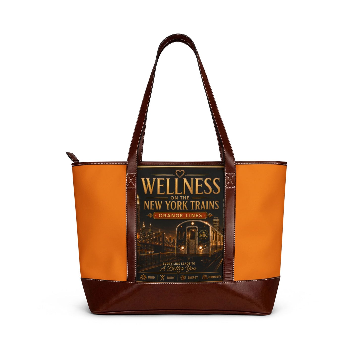 Wellness New York Trains Handbag – Retro Transit Tote for Urban Commuters
