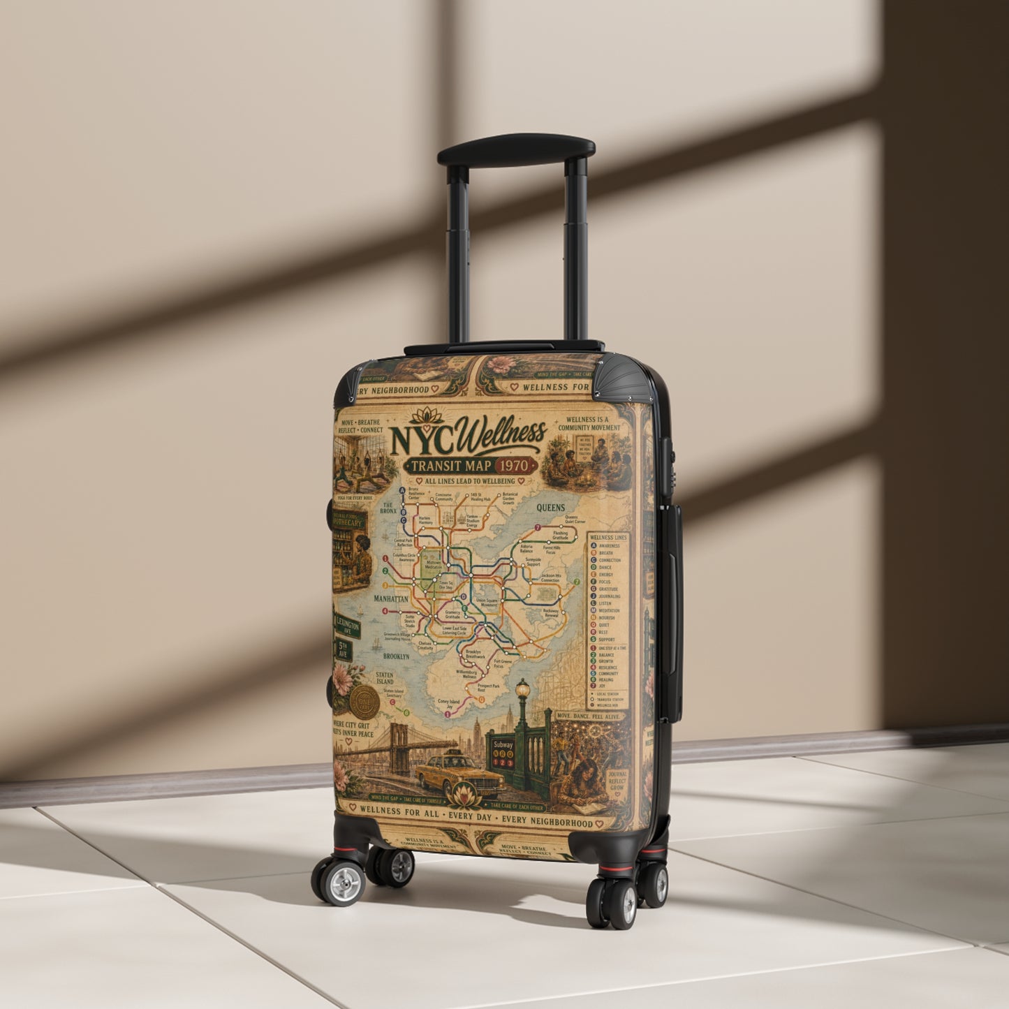 NYC Vintage Transit Map Suitcase – Retro New York Luggage