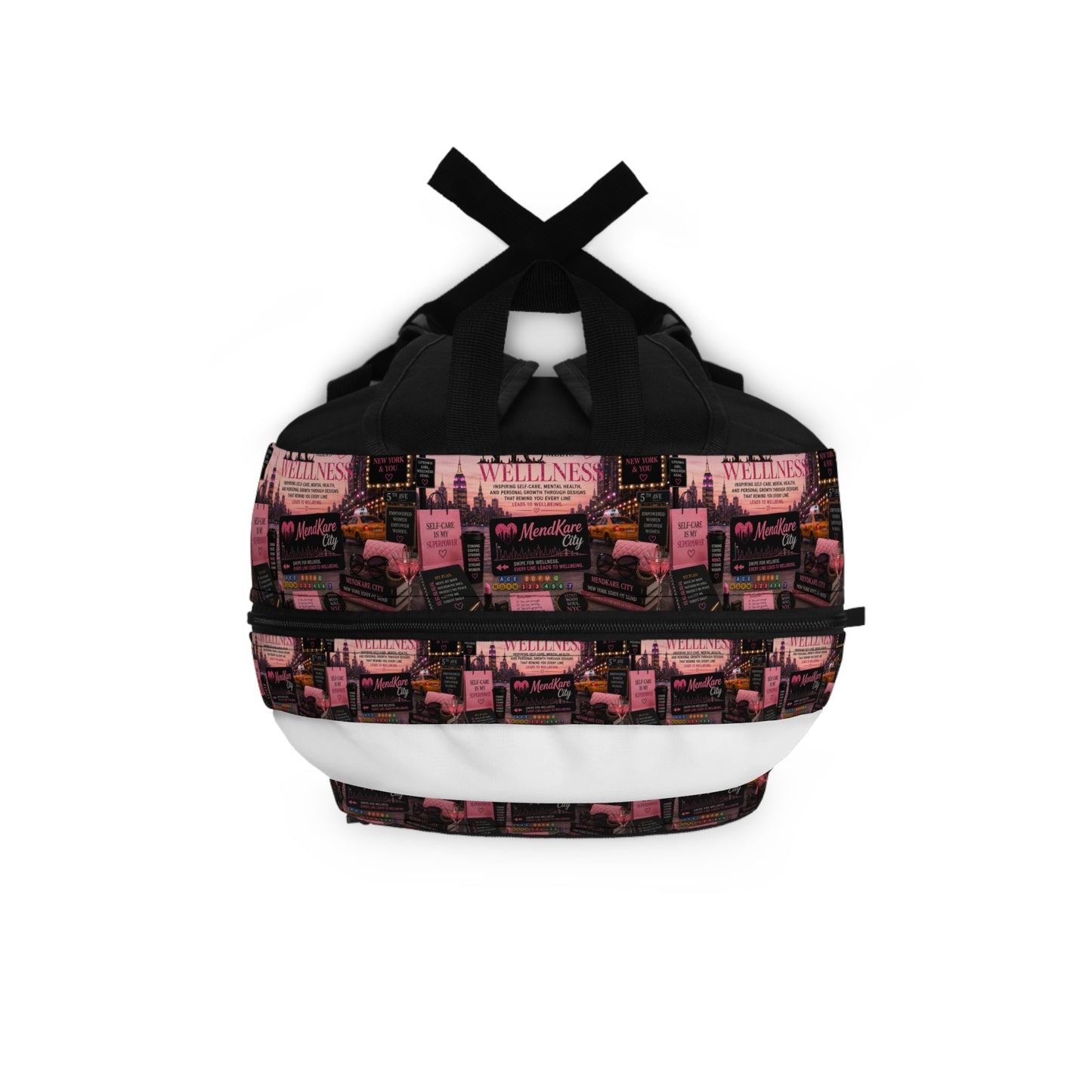 Wellness NYC Backpack — Pink Cityscape Self-Care Design