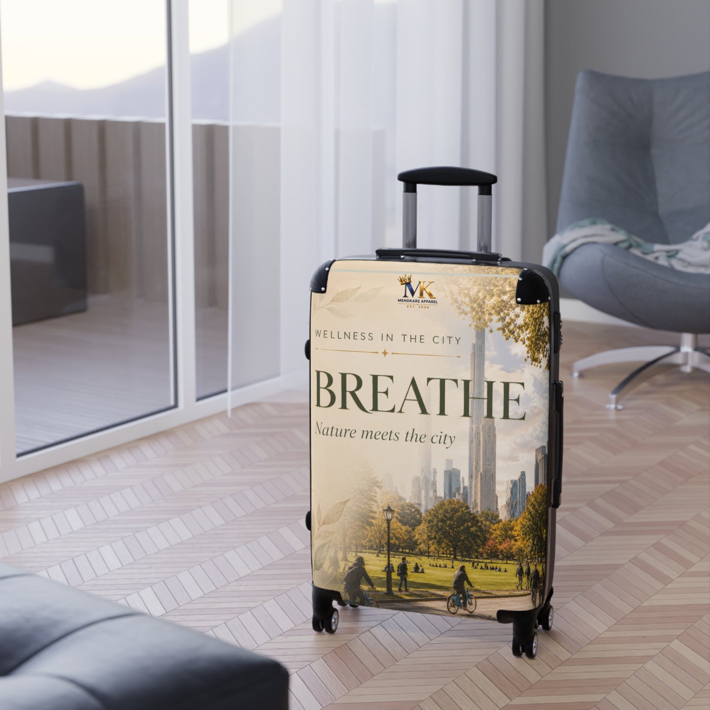 Breathe Cityscape Carry-On Suitcase — Nature Meets the City Travel Luggage