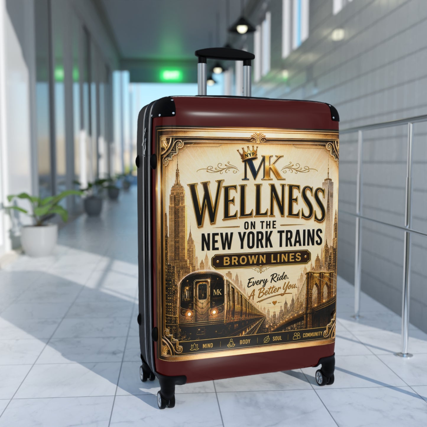 Suitcase - 'MK Wellness on the New York Trains' Vintage Subway Graphic Carry-On