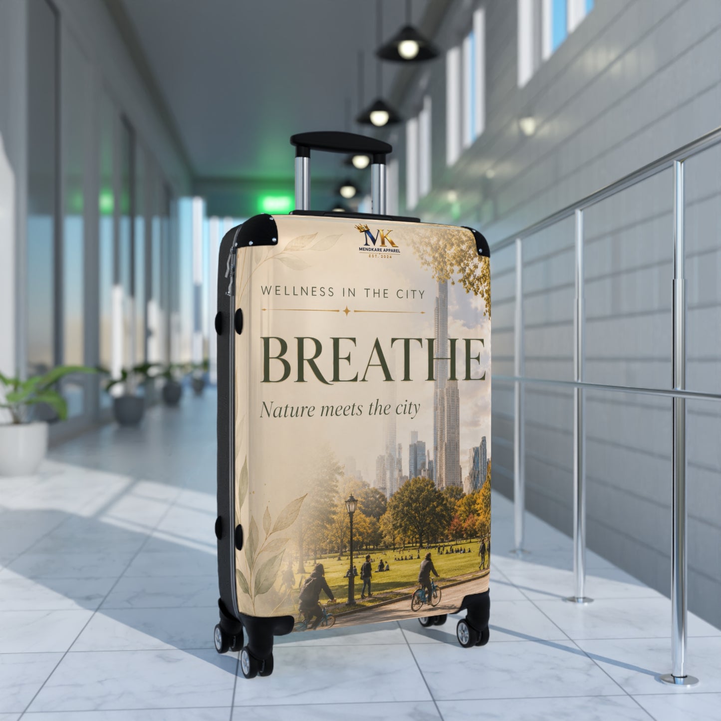 Breathe Cityscape Carry-On Suitcase — Nature Meets the City Travel Luggage
