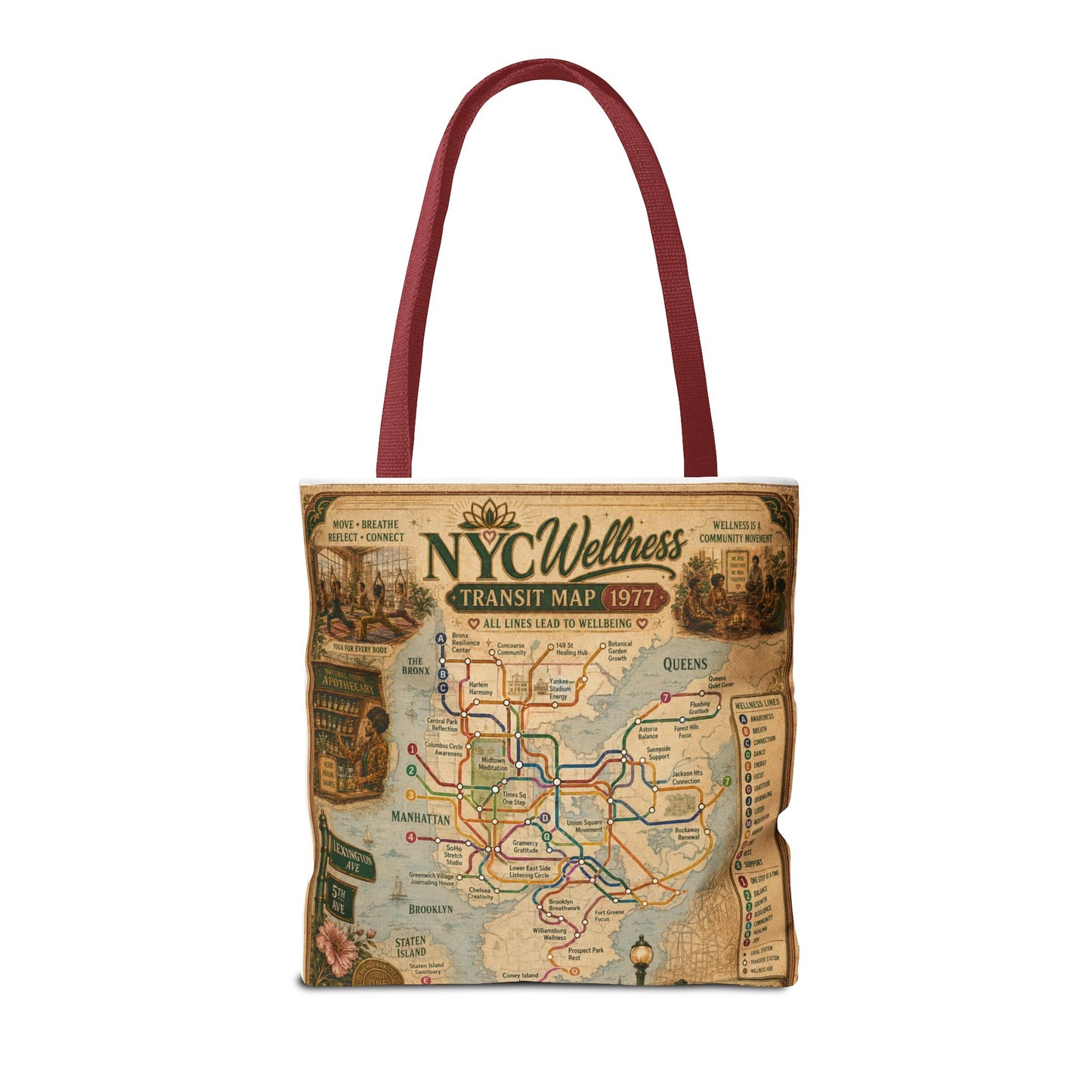 Vintage NYC Transit Map Tote Bag – 1977 Retro Subway Map All-Over Print