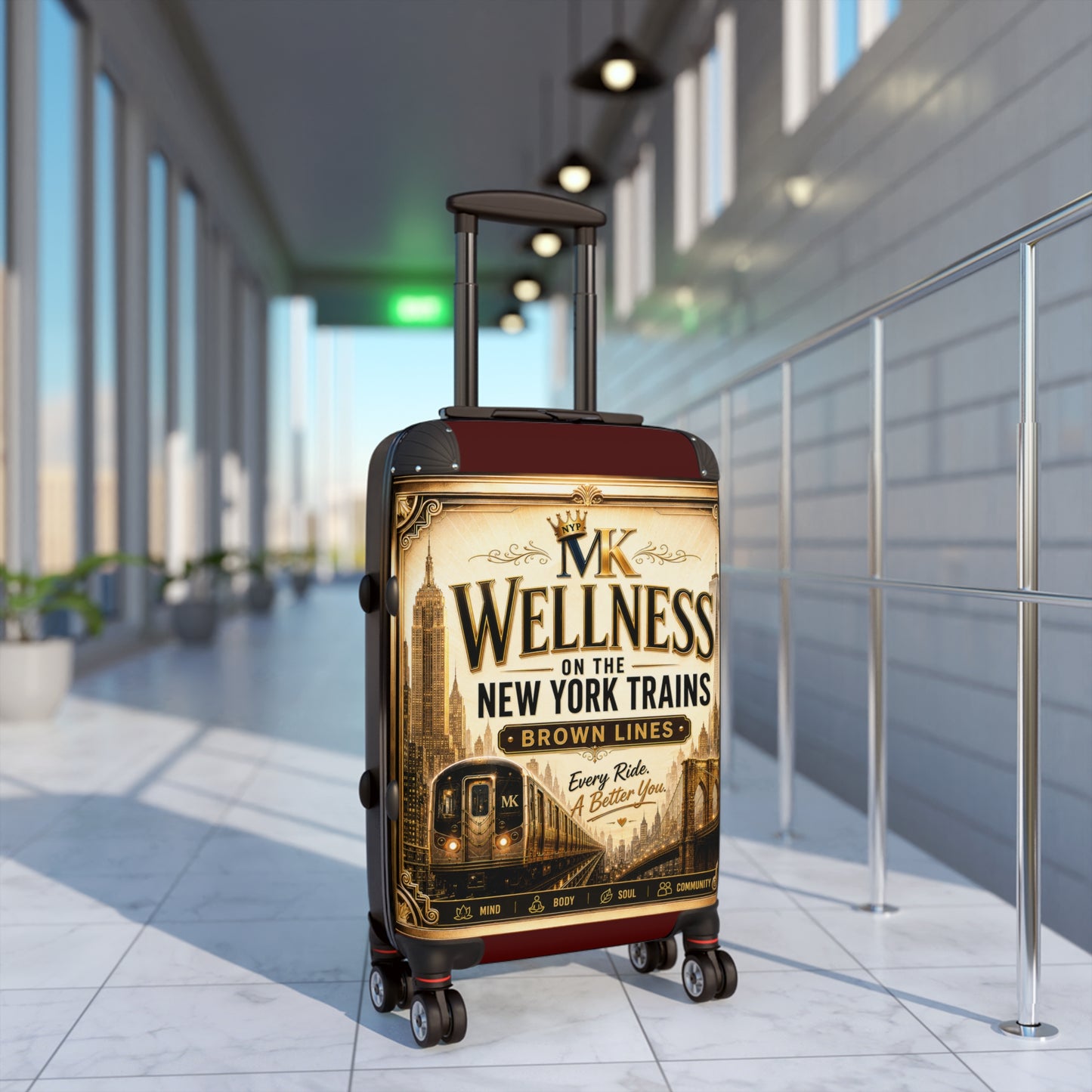 Suitcase - 'MK Wellness on the New York Trains' Vintage Subway Graphic Carry-On