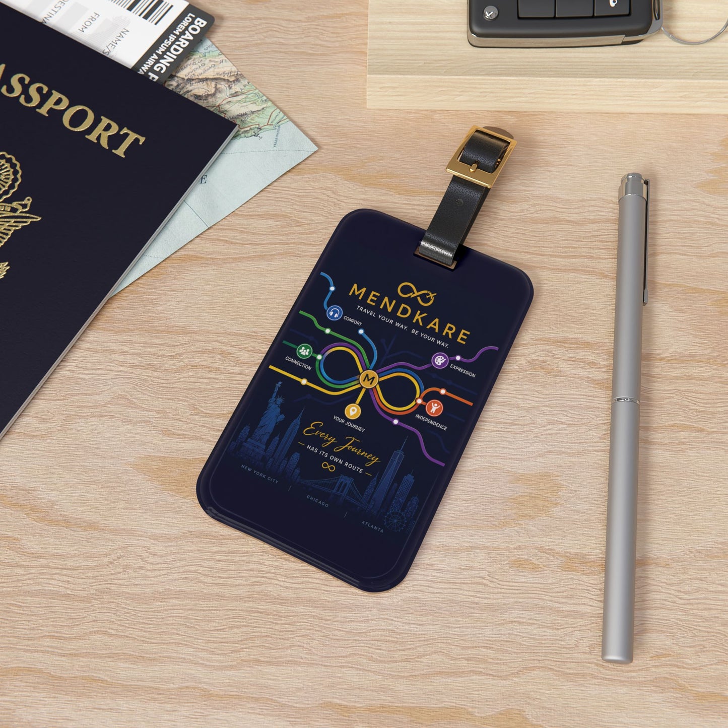 Mendkare Infinity Metro Luggage Tag — 'Every Journey' Travel ID