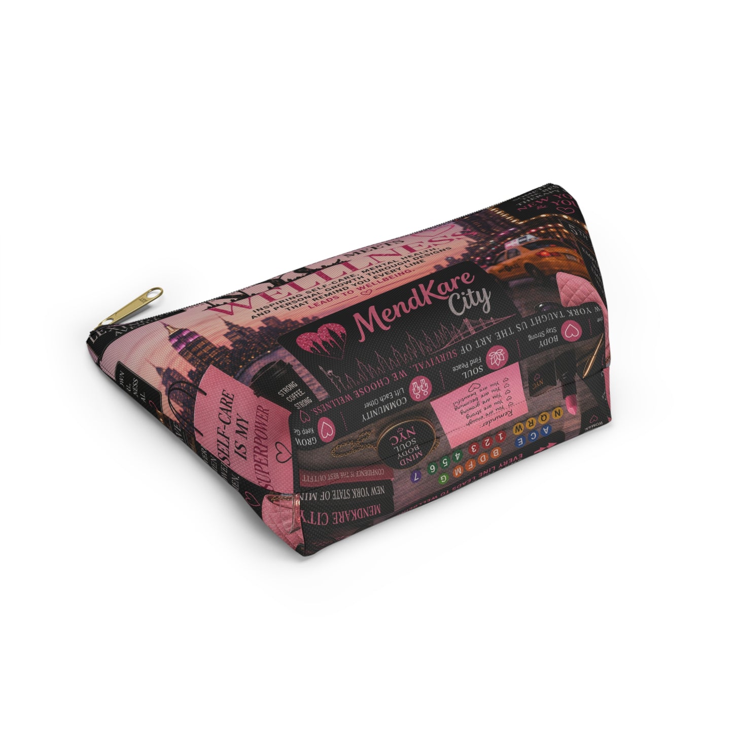 Wellness NYC Accessory Pouch — 'MendKare City' Mental Health Self-Care Zip Pouch