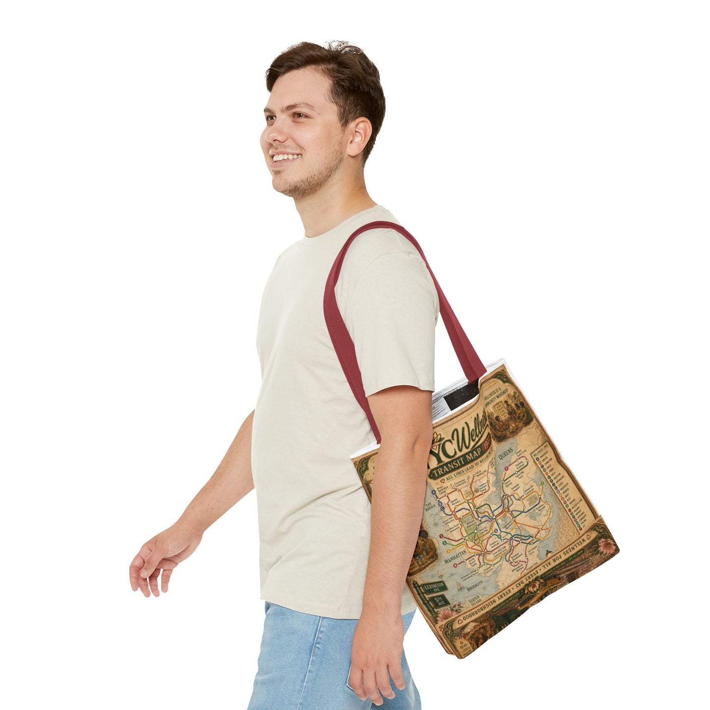 Vintage NYC Transit Map Tote Bag – 1977 Retro Subway Map All-Over Print