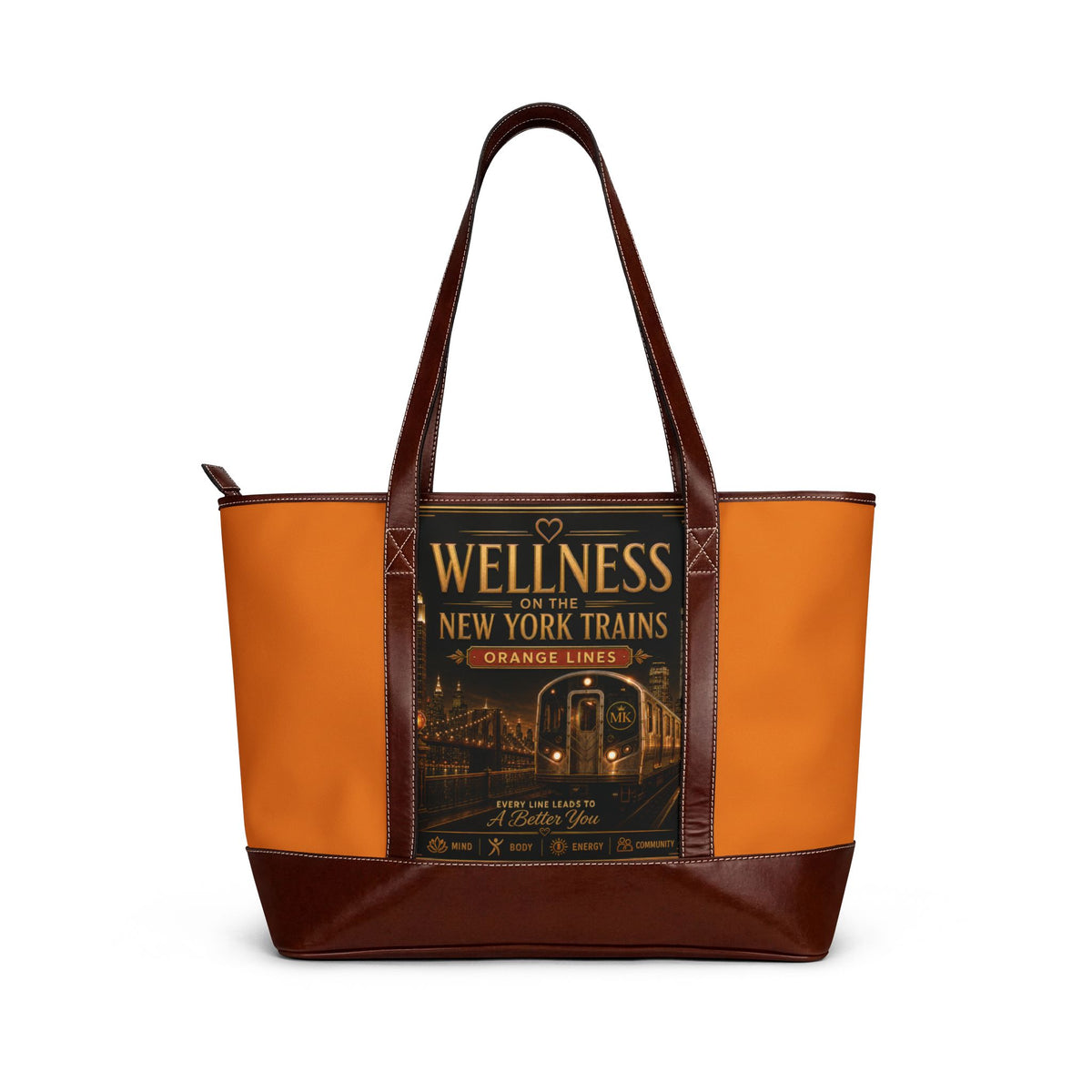 Wellness New York Trains Handbag – Retro Transit Tote for Urban Commuters