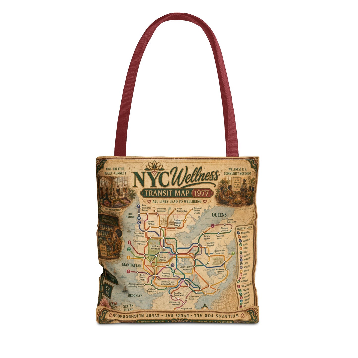 Vintage NYC Transit Map Tote Bag – 1977 Retro Subway Map All-Over Print