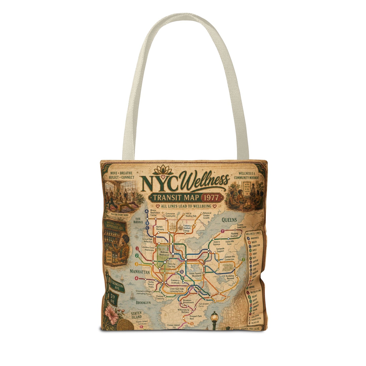 Vintage NYC Transit Map Tote Bag – 1977 Retro Subway Map All-Over Print