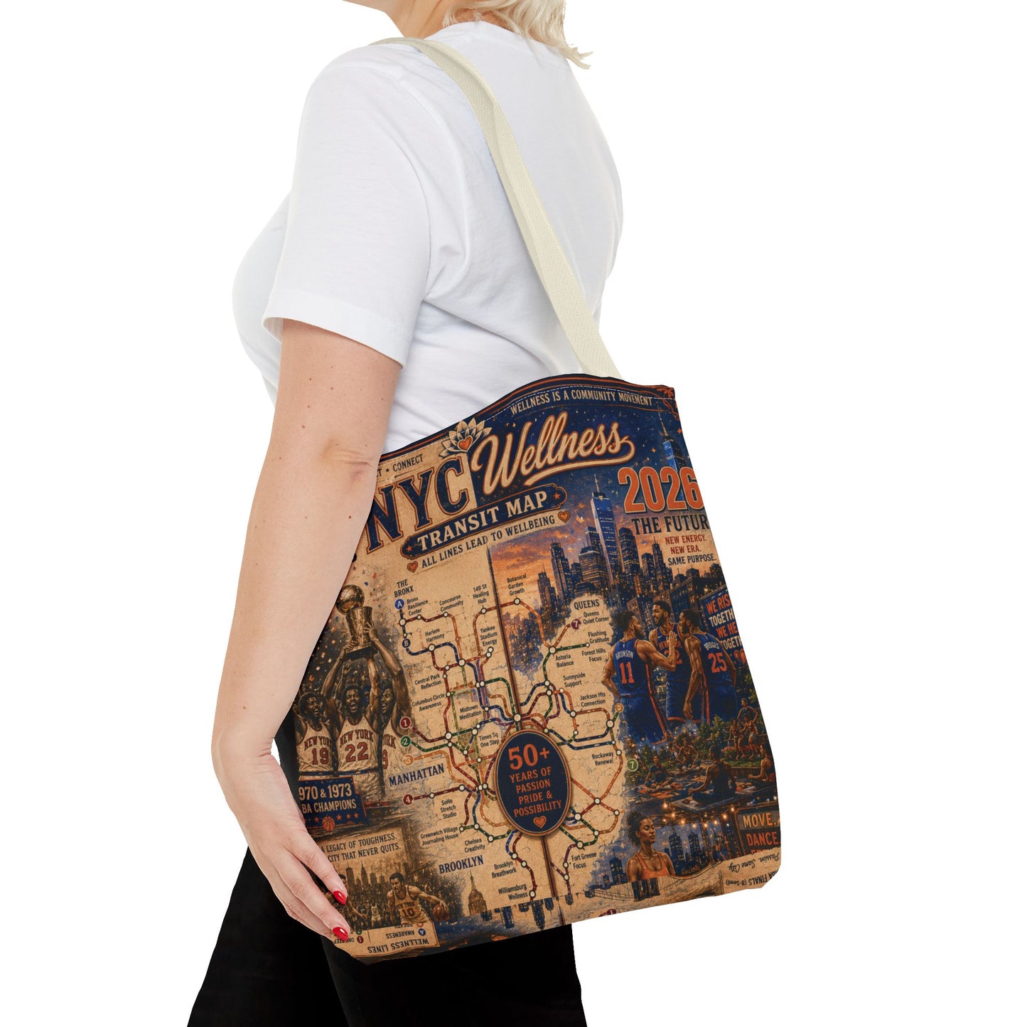 NYC Vintage Transit Map Tote Bag — Retro New York City Map Design