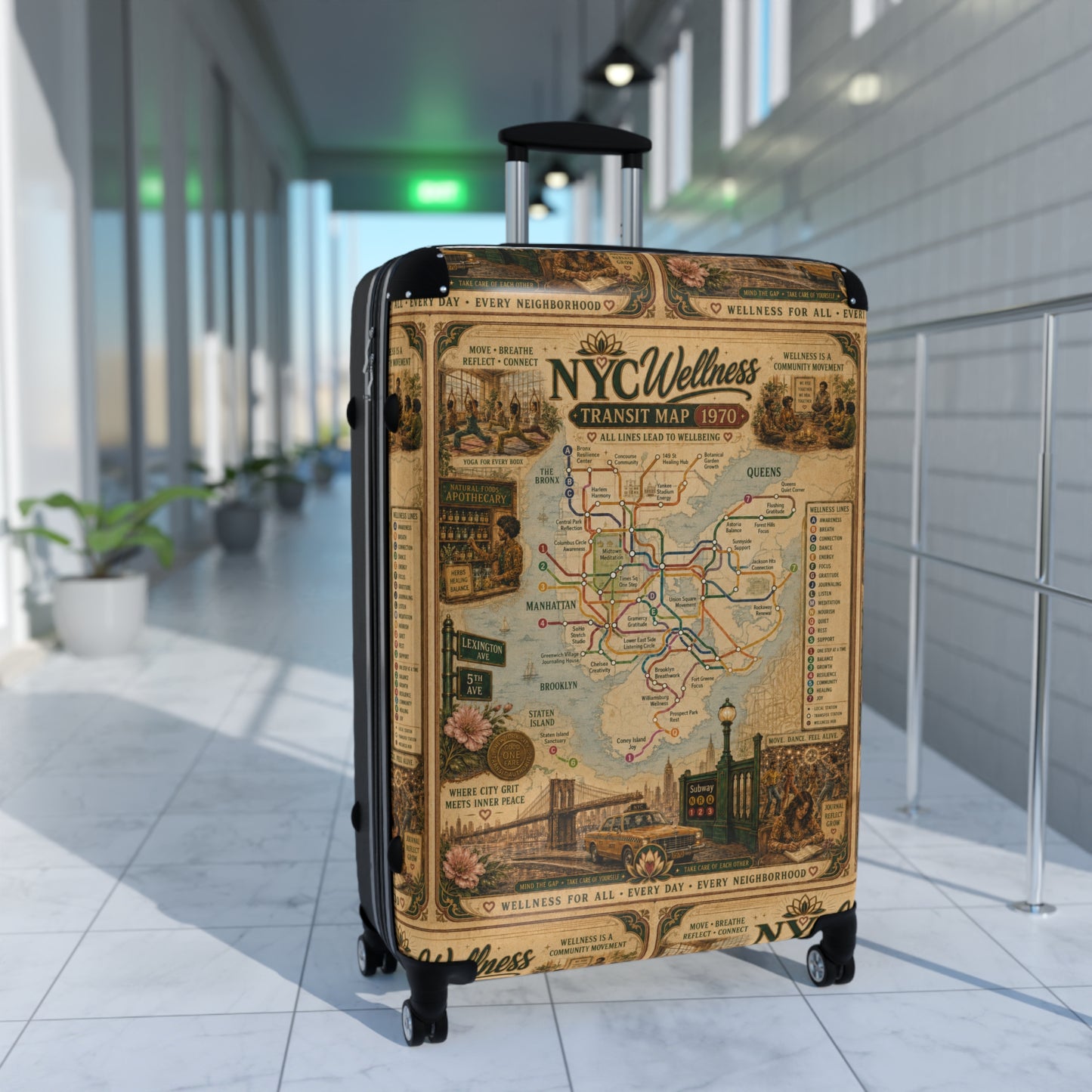 NYC Vintage Transit Map Suitcase – Retro New York Luggage