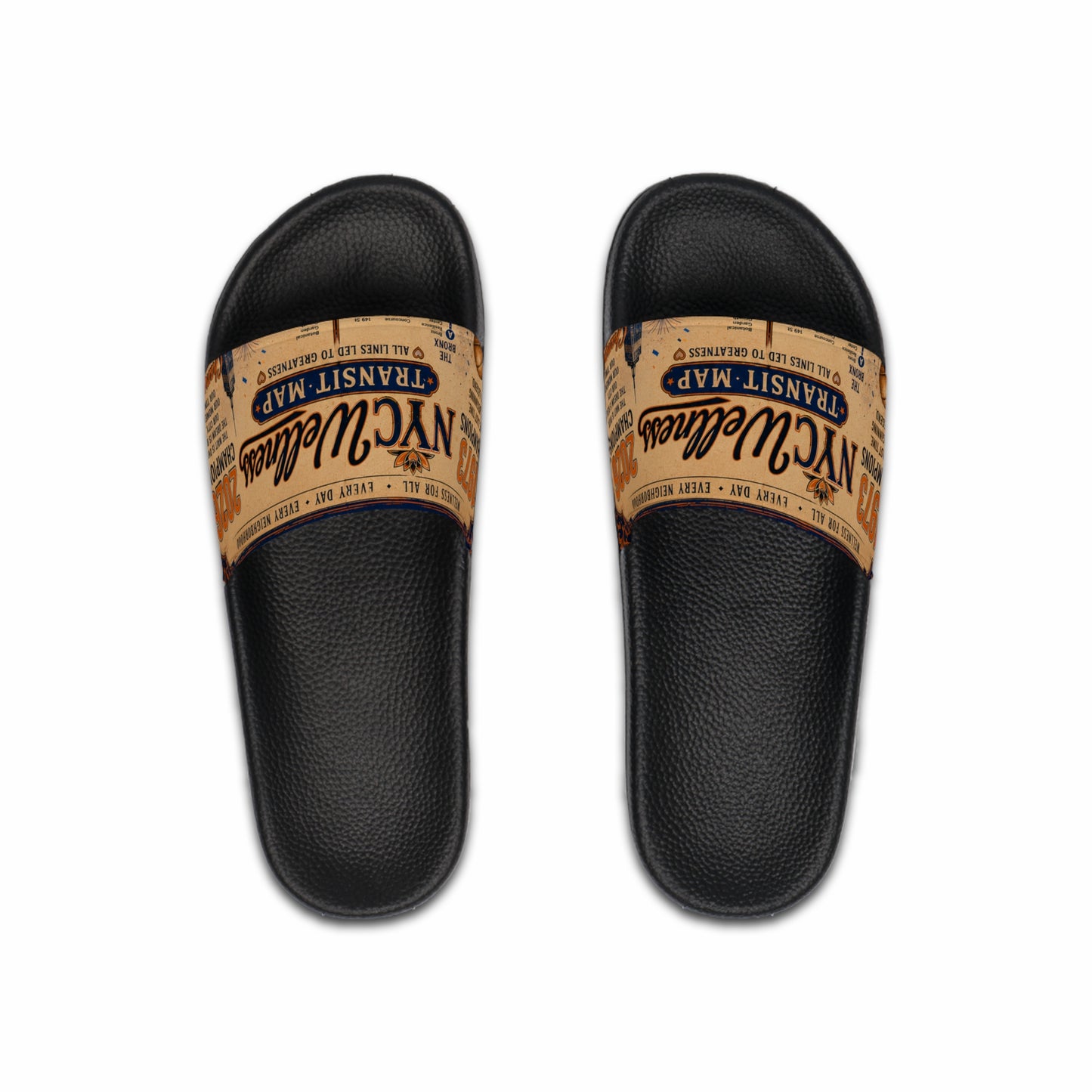NYC Vintage Transit Map Slide Sandals — Men's Retro City Map Slides