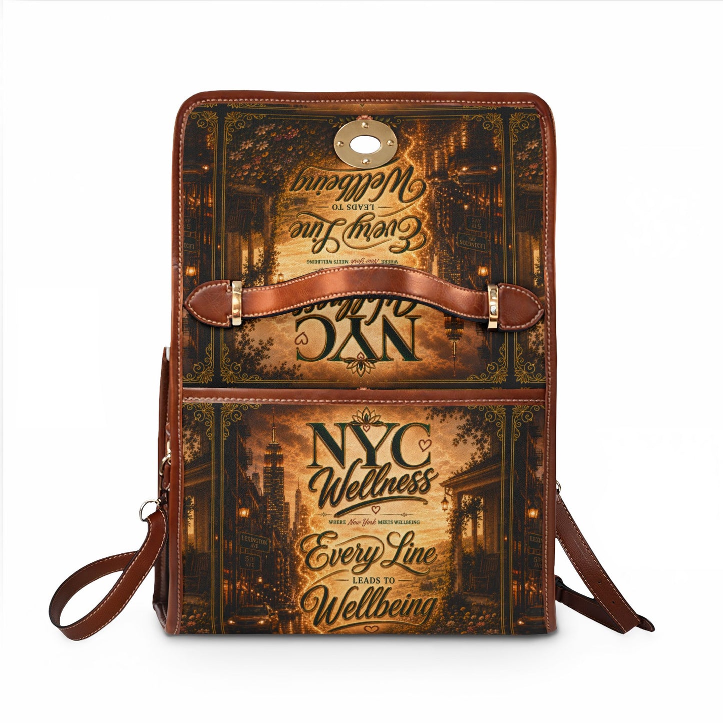 NYC Wellness Waterproof Canvas Bag — 'Every Line Leads to Wellbeing' Travel Tote