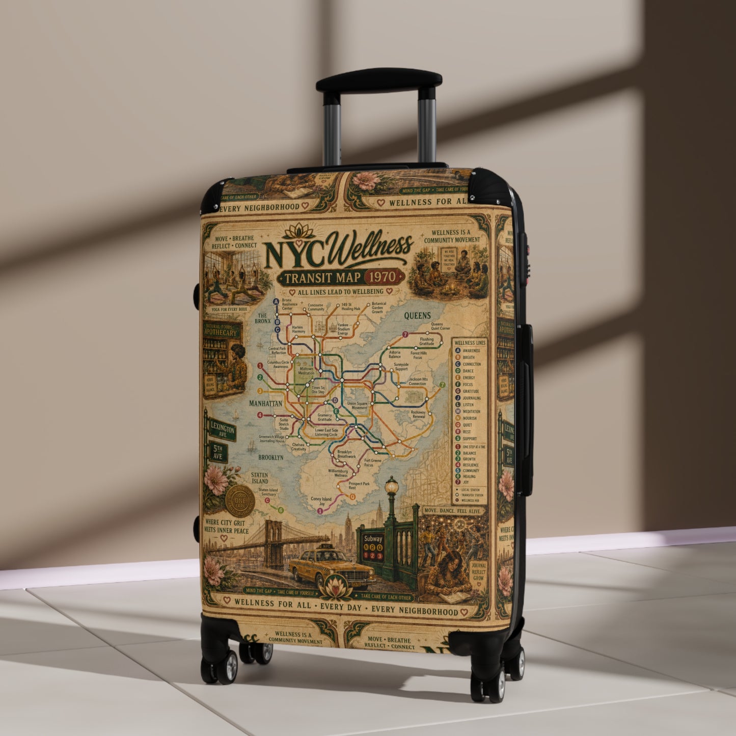 NYC Vintage Transit Map Suitcase – Retro New York Luggage
