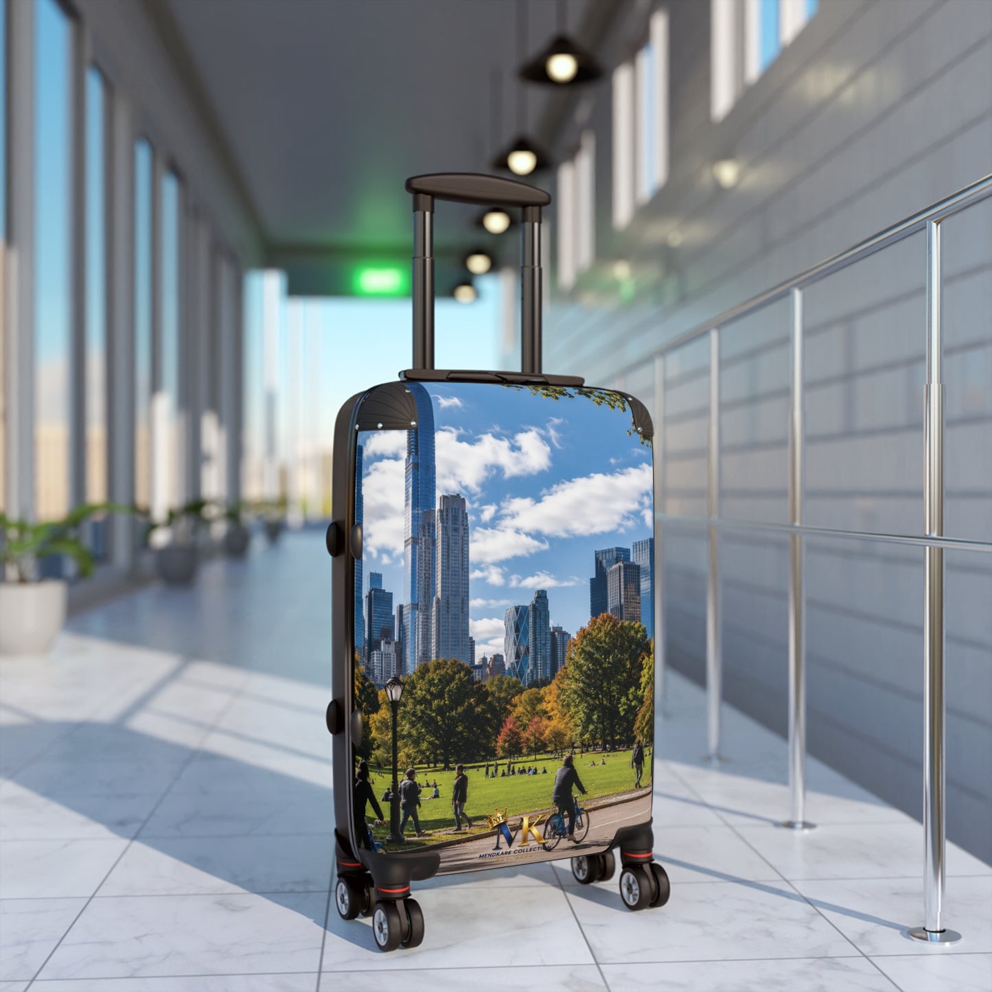 City Park Skyline Carry-On Suitcase – Urban Photography Luggage with Bicycle Scene