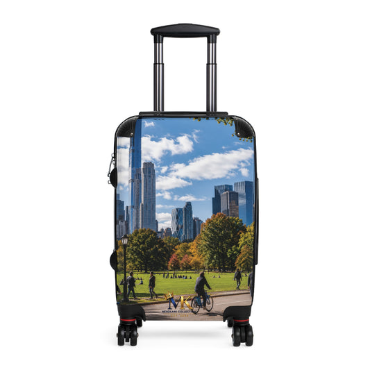 City Park Skyline Carry-On Suitcase – Urban Photography Luggage with Bicycle Scene