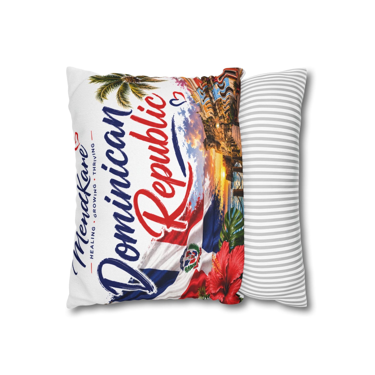 Dominican Republic Decorative Pillowcase – Tropical Flag Sunset Design
