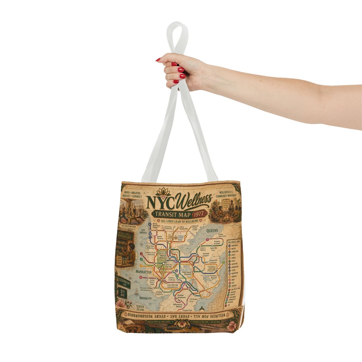 Vintage NYC Transit Map Tote Bag – 1977 Retro Subway Map All-Over Print