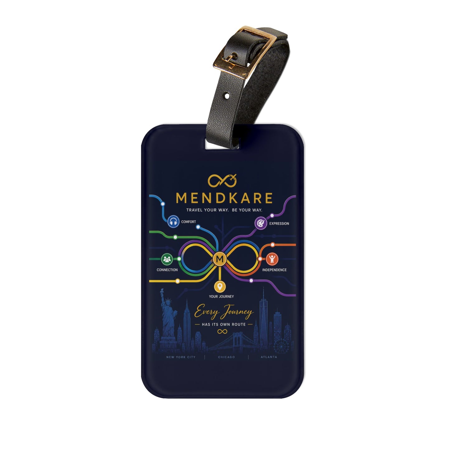 Mendkare Infinity Metro Luggage Tag — 'Every Journey' Travel ID