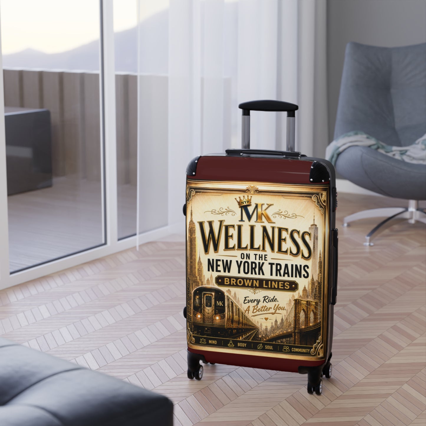 Suitcase - 'MK Wellness on the New York Trains' Vintage Subway Graphic Carry-On