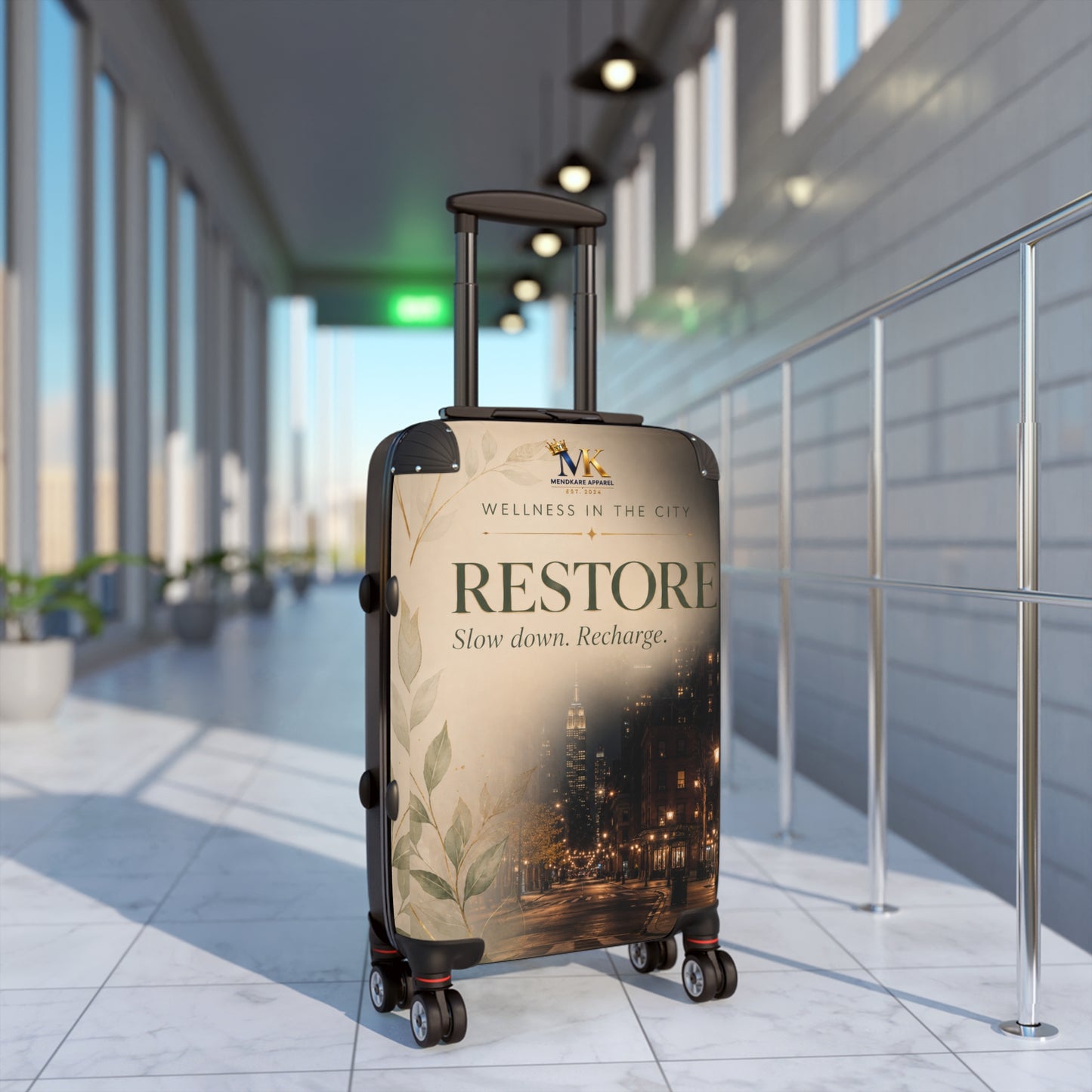 RESTORE Travel Suitcase – Wellness in the City Carry-On ("Slow down. Recharge.")