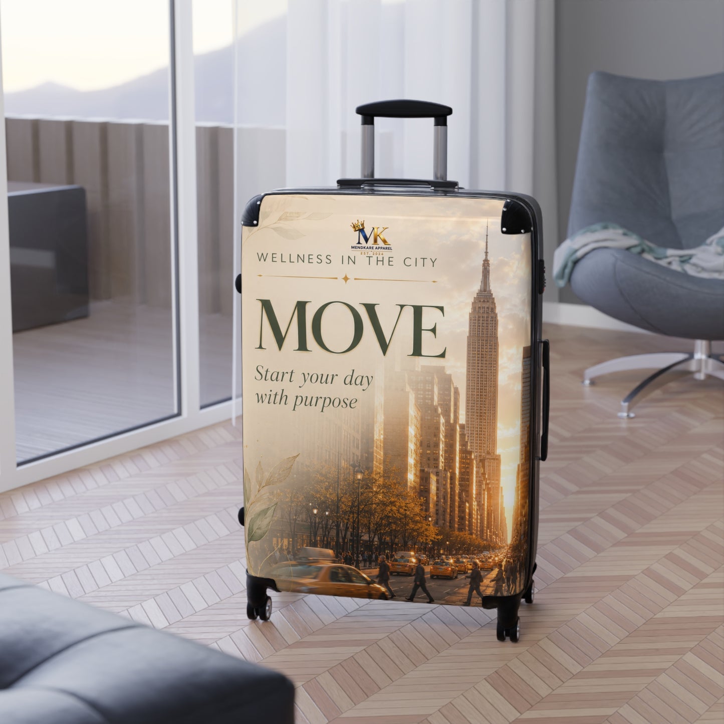 MOVE Motivational Carry-On Suitcase — 'Start Your Day With Purpose' Travel Luggage