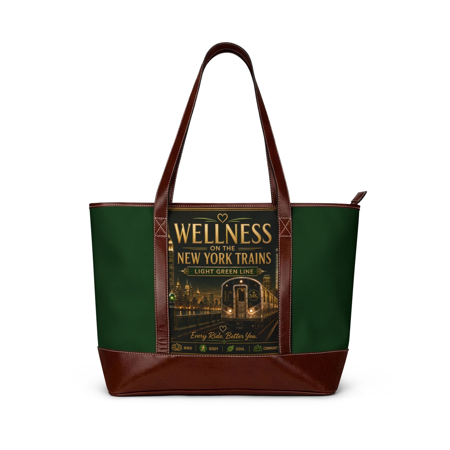 Wellness on the New York Trains Handbag — Vintage Subway Green