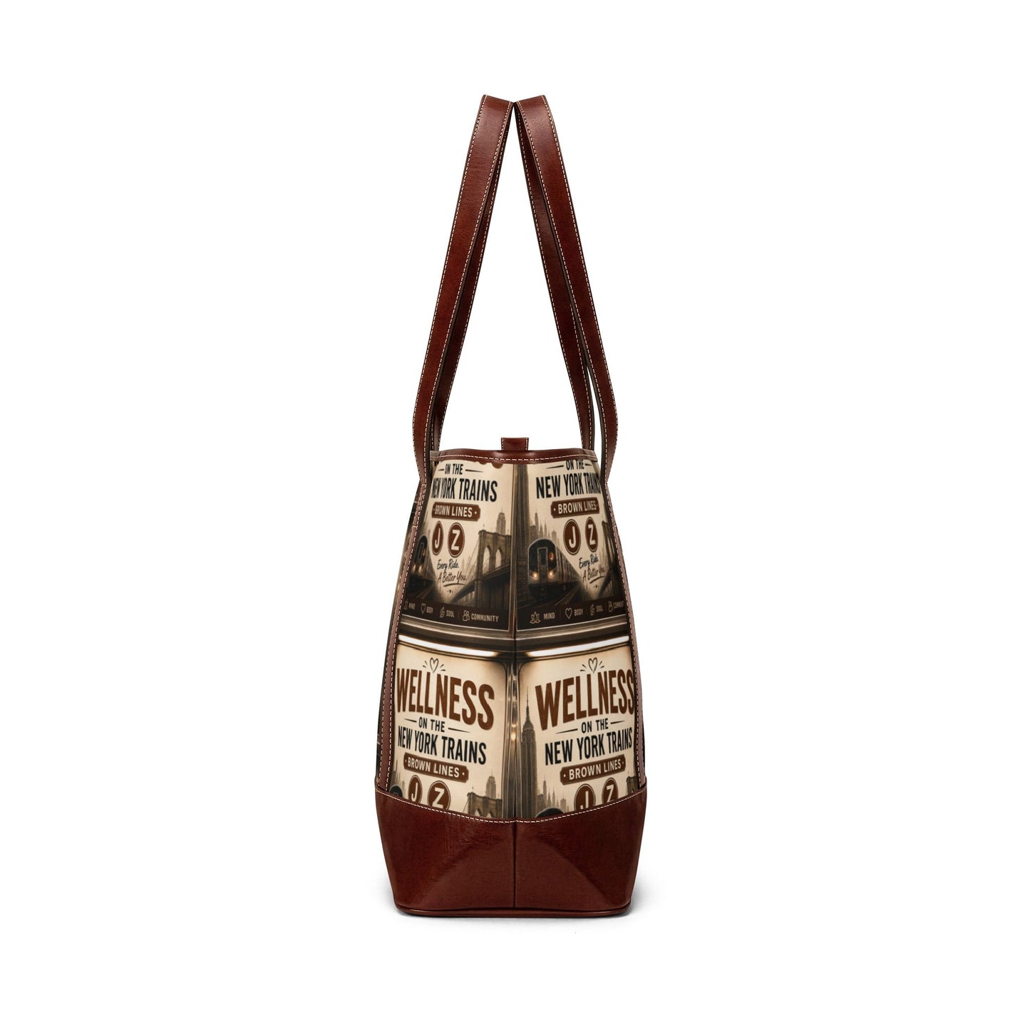 Wellness on the New York Trains Tote Bag — Vintage Subway Poster Shoulder Handbag